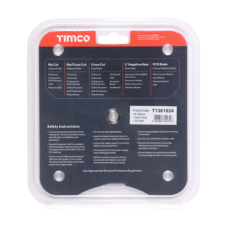 This is an image of Timco - Handheld Cordless Circular Saw Blade 136 x 10 x 24T (1 Each Clamshell) T1361024