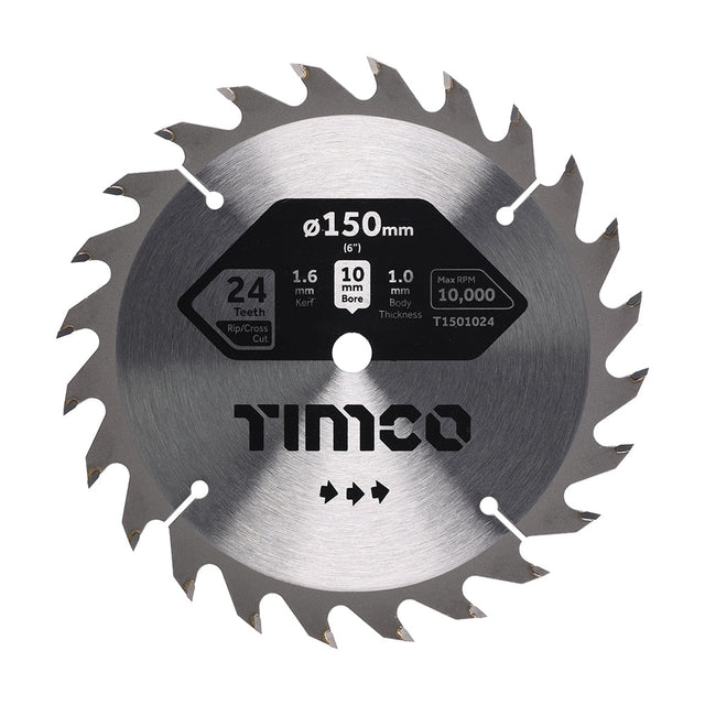 This is an image of Timco - Handheld Cordless Circular Saw Blade 150 x 10 x 24T (1 Each Clamshell) T1501024