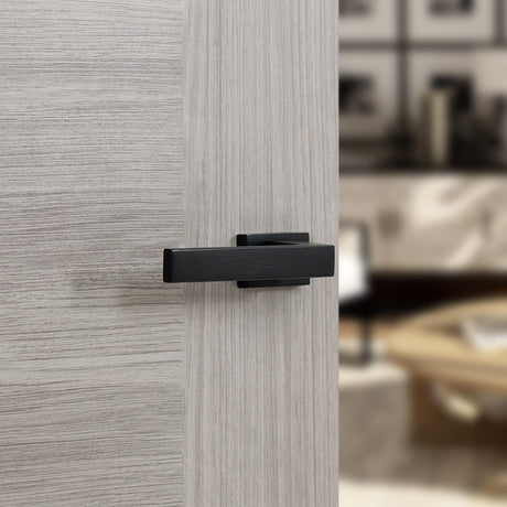 Quality image of Tupai Rapido RetaLine Rillo Lever Door Handle on Long Rose - Pearl Black | Sku. t2275lmb | available from Trade Door Handles.