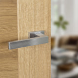 Quality image of Tupai Rapido RetaLine Rillo Lever Door Handle on Long Rose - Satin Chrome | Sku. t2275lsc | available from Trade Door Handles.