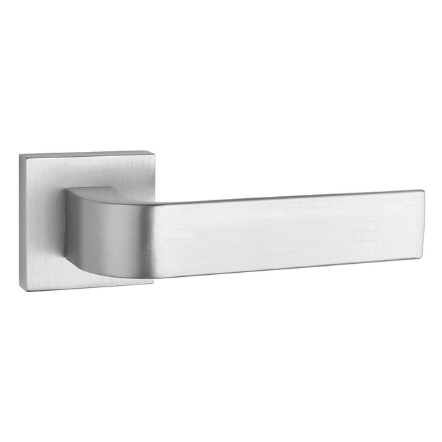 Quality image of Tupai Rapido CurvaLine Turis Lever Door Handle on Square Rose - Satin Chrome | Sku. t2732ssc | available from Trade Door Handles.