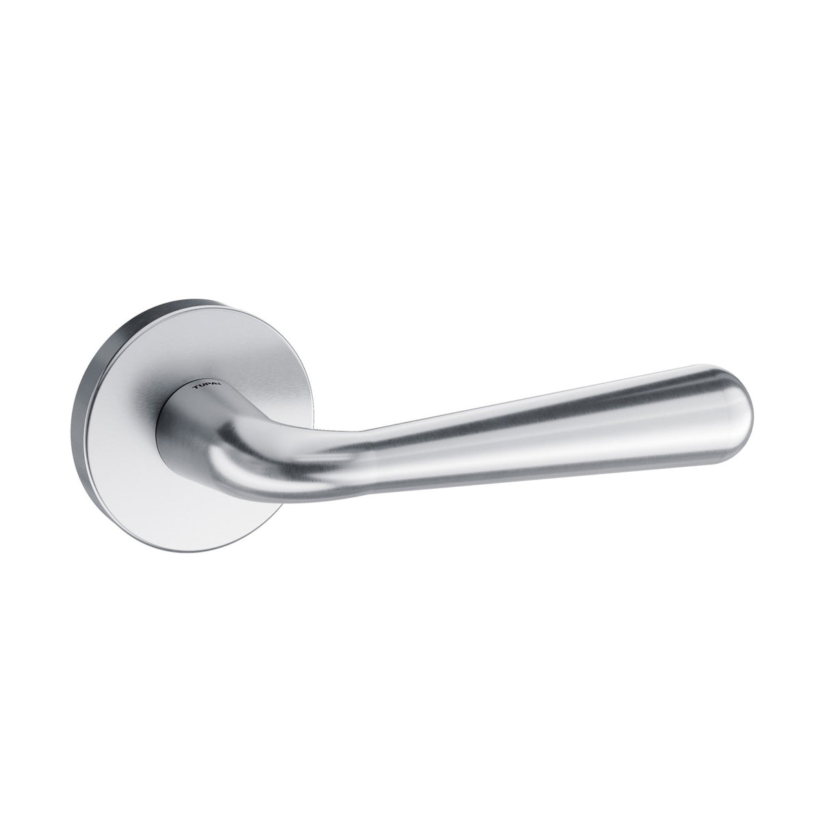 Quality image of Tupai Rapido CurvaLine Adra Lever Door Handle on Round Rose - Satin Chrome | Sku. t293rsc | available from Trade Door Handles.