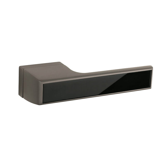 Quality image of Tupai Rapido VersaLine Tobar Lever Door Handle on Long Rose - Pearl Black Decorative Plate - Titanium | Sku. t3089lmbtt | available from Trade Door Handles.
