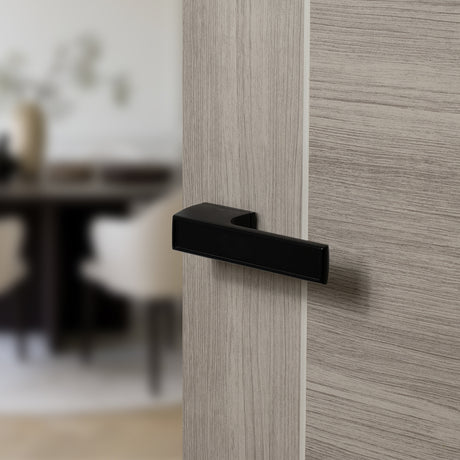 Quality image of Tupai Rapido VersaLine Tobar Lever Door Handle on Long Rose - (Without Decorative Plate) - Pearl Black | Sku. t3089lmb | available from Trade Door Handles.
