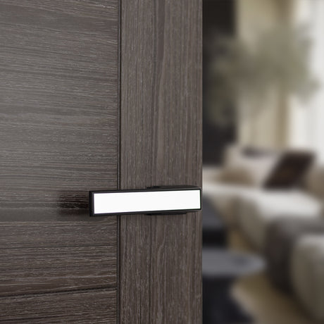 Quality image of Tupai Rapido VersaLine Tobar Lever Door Handle on Long Rose - White Decorative Plate - Matt Black | Sku. t3089lwhmb | available from Trade Door Handles.