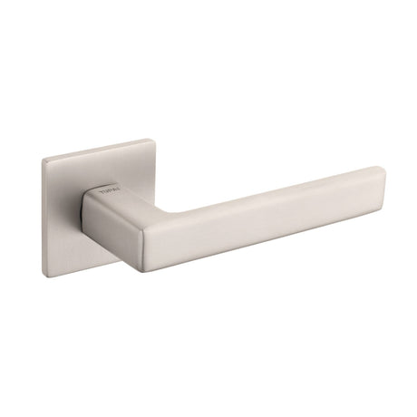 Quality image of Tupai Rapido 5S Line Portel Lever Door Handle on 5mm Slimline Square Rose - Pearl Nickel | Sku. t3095s5spl | available from Trade Door Handles.