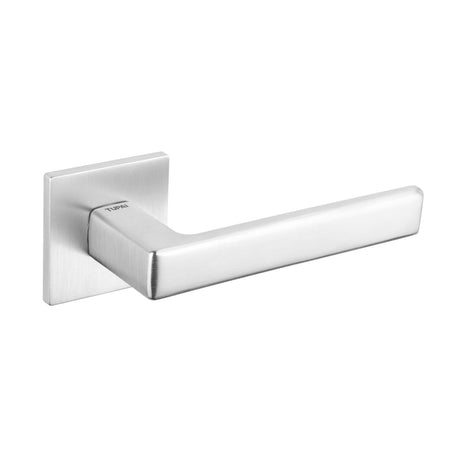 Quality image of Tupai Rapido 5S Line Portel Lever Door Handle on 5mm Slimline Square Rose - Satin Chrome | Sku. t3095s5ssc | available from Trade Door Handles.