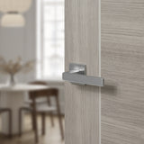 Quality image of Tupai Rapido 5S Line Portel Lever Door Handle on 5mm Slimline Square Rose - Satin Chrome | Sku. t3095s5ssc | available from Trade Door Handles.