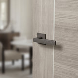 Quality image of Tupai Rapido 5S Line Portel Lever Door Handle on 5mm Slimline Square Rose - Titanium | Sku. t3095s5stt | available from Trade Door Handles.