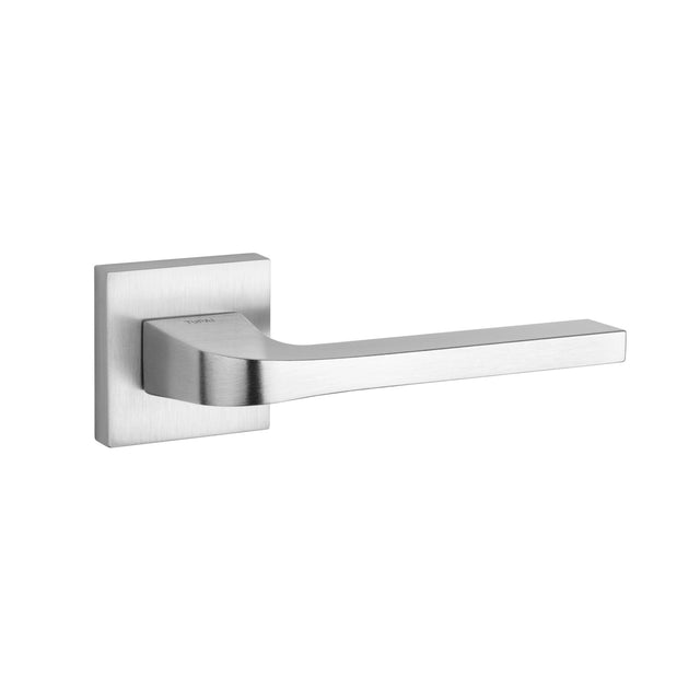 Quality image of Tupai Rapido CurvaLine Valbona Lever Door Handle on Square Rose - Satin Chrome | Sku. t3097ssc | available from Trade Door Handles.
