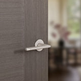 Quality image of Tupai Rapido 5S Line Tavira Lever Door Handle on 5mm Slimline Round Rose - Pearl Nickel | Sku. t3098r5spl | available from Trade Door Handles.