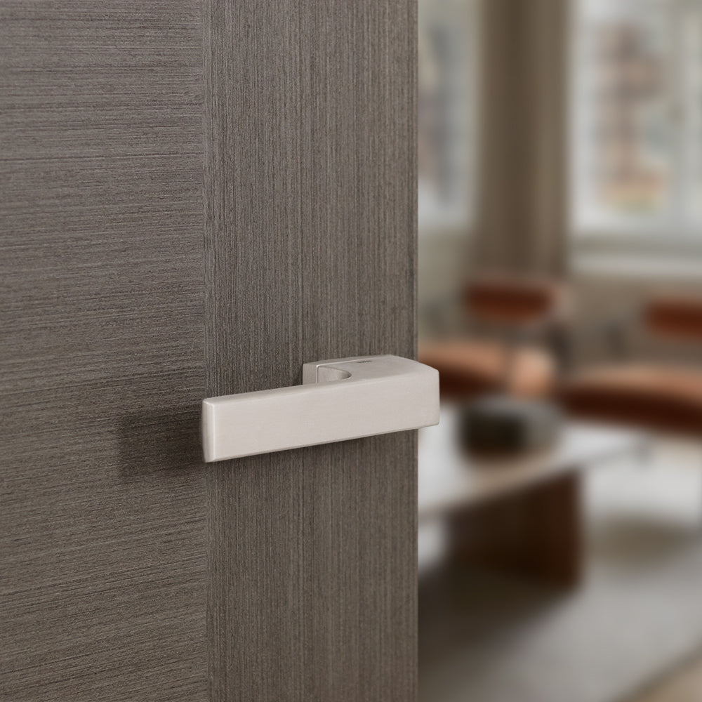 Quality image of Tupai Rapido RetaLine Panela Lever Door Handle on Long Rose - Pearl Nickel | Sku. t3099lpl | available from Trade Door Handles.
