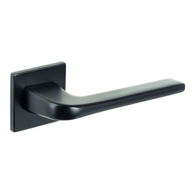 Quality image of Tupai Rapido 5S Line Canha Lever Door Handle on 5mm Slimline Square Rose - Pearl Black | Sku. t4007s5smb | available from Trade Door Handles.