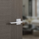 Quality image of Tupai Rapido 5S Line Canha Lever Door Handle on 5mm Slimline Square Rose - Satin Chrome | Sku. t4007s5ssc | available from Trade Door Handles.