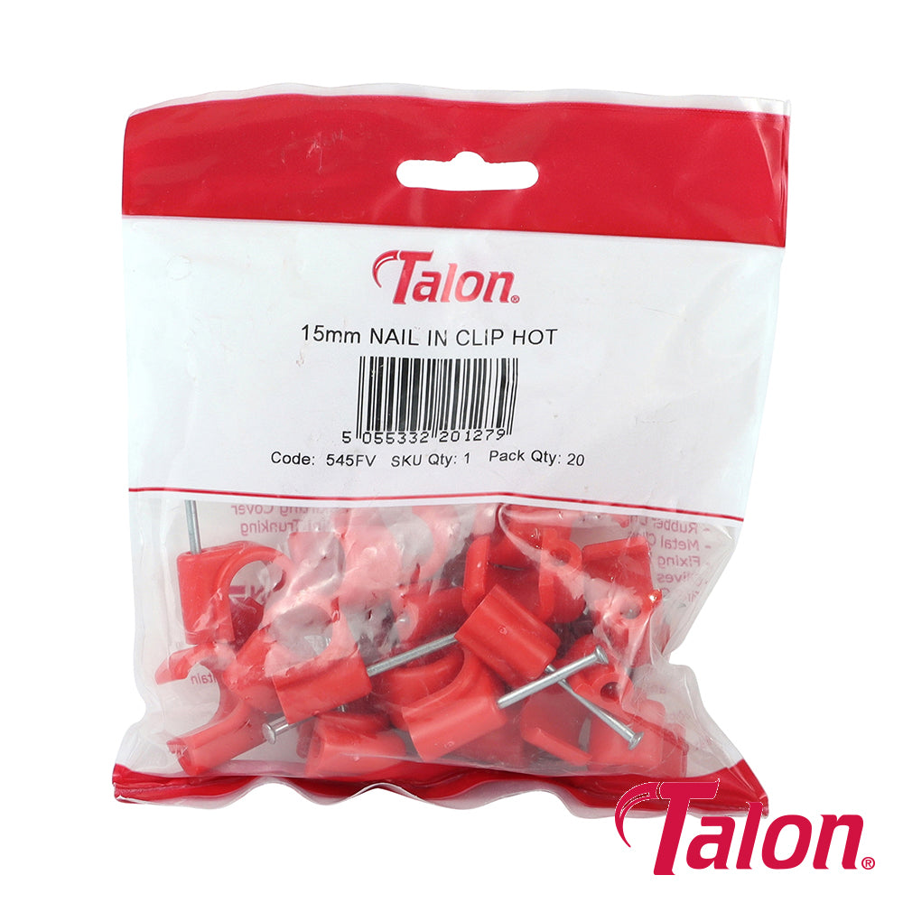This is an image of Timco - Nail In Pipe Clip - Red - NCH15/20 15mm - (20 PCS Bag) TALNCH1520