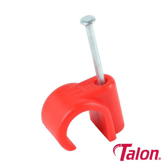 This is an image of Timco - Nail In Pipe Clip - Red - NCH15 15mm - (100 PCS Bag) TALNCH15