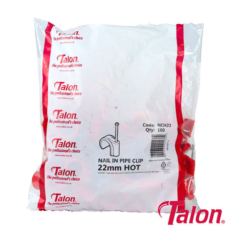 This is an image of Timco - Nail In Pipe Clip - Red - NCH22 22mm - (100 PCS Bag) TALNCH22