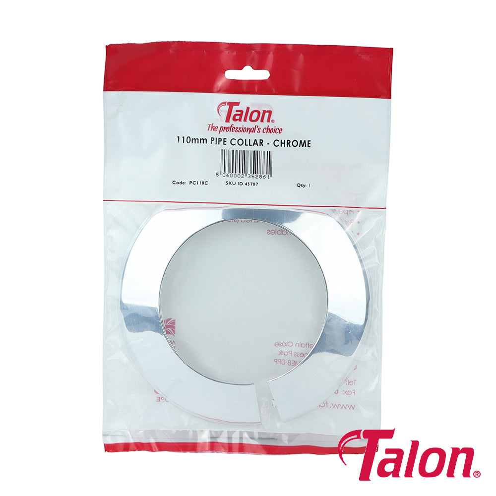 This is an image of Timco - Pipe Collar - Chrome - PC110C 110mm - (1 Each Bag) TALPC110C