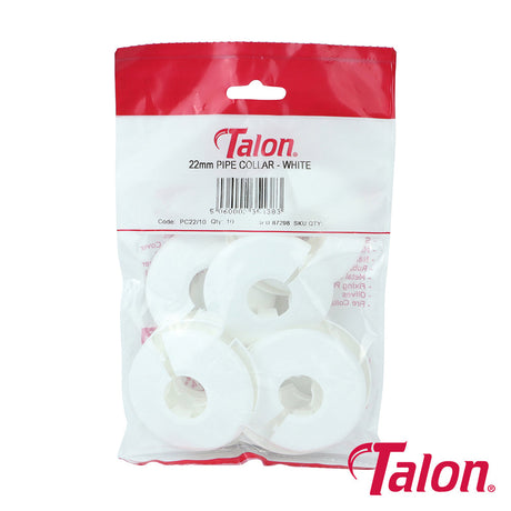 This is an image of Timco - Pipe Collar - White - PC2210 22mm - (10 PCS Bag) TALPC2210