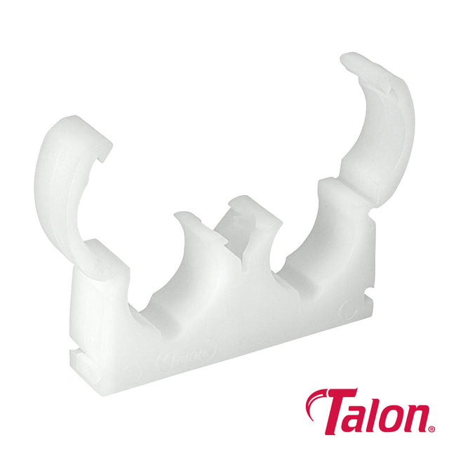 This is an image of Timco - Double Hinged Clip - White - TD22 22mm - (50 PCS Bag) TALTD22