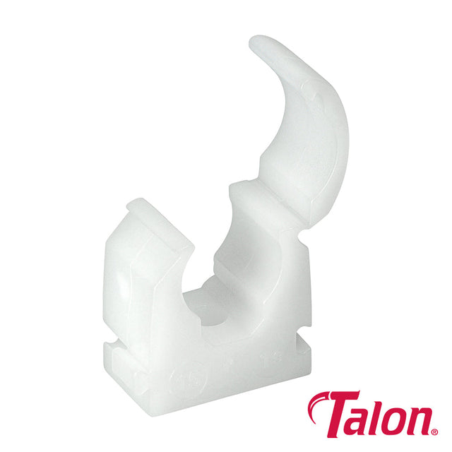 This is an image of Timco - Single Hinged Clip - White - TS15 15mm - (100 PCS Bag) TALTS15