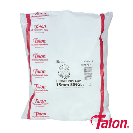 This is an image of Timco - Single Hinged Clip - White - TS15 15mm - (100 PCS Bag) TALTS15