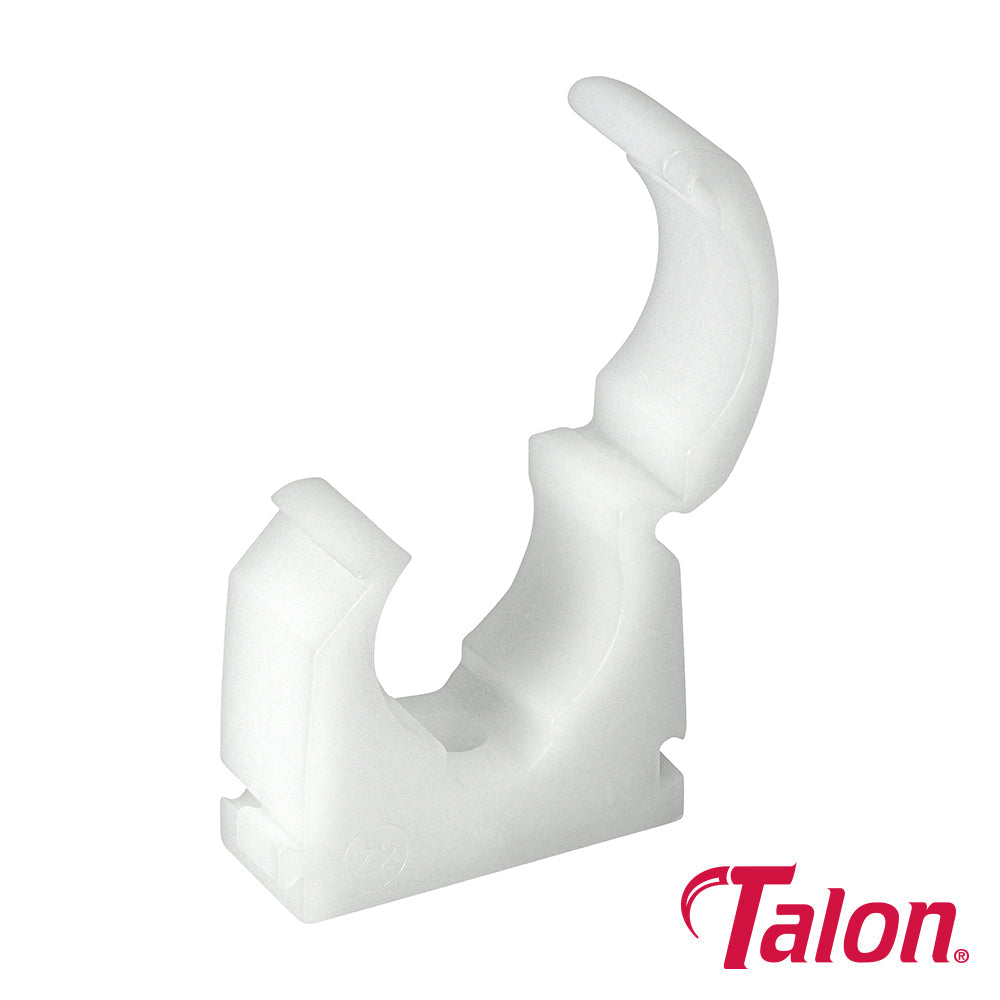 This is an image of Timco - Single Hinged Clip - White - TS22 22mm - (100 PCS Bag) TALTS22