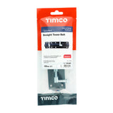 This is an image of Timco - Straight Tower Bolt - Black 4" (1 Each TIMpac) TBS4BP