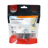 This is an image of Timco - Timber Connectors - Double Sided - Galvanised 50mm / M12 (15 Pieces TIMbag) TCD50B