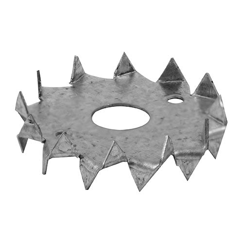 This is an image of Timco - Timber Connectors - Double Sided - Galvanised 50mm / M12 (6 Pieces TIMpac) TCD50P