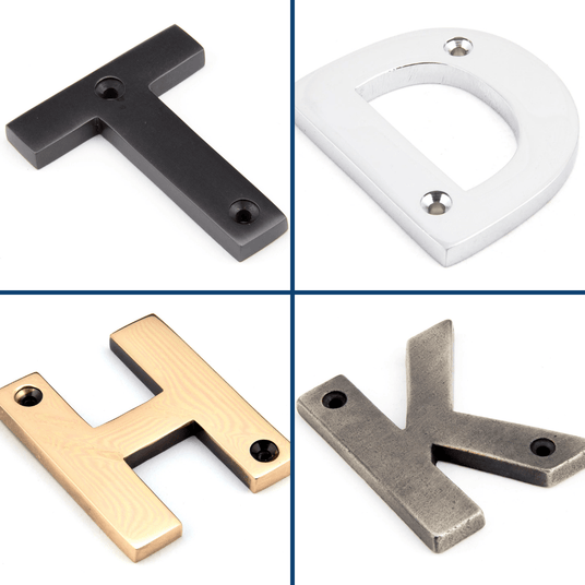 This is an image showing a range of Letters T, D, H and K in different finishes
