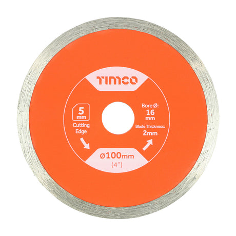 This is an image of Timco - General Purpose Tile & Ceramic Diamond Blade - Continuous 100 x 16.0 (1 Each Box) TE10016