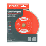This is an image of Timco - General Purpose Tile & Ceramic Diamond Blade - Continuous 180 x 22.2 (1 Each Box) TE180222