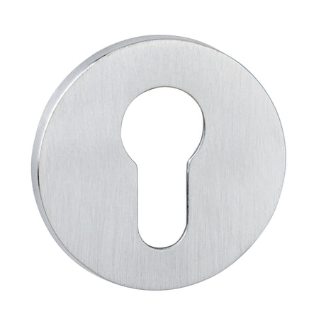Quality image of Tupai Rapido 5S Line Euro Escutcheons on 5mm Slimline Round Rose - Satin Chrome | Sku. tescer5ssc | available from Trade Door Handles.