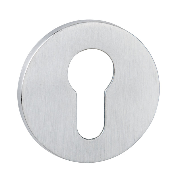 Quality image of Tupai Rapido 5S Line Euro Escutcheons on 5mm Slimline Round Rose - Satin Chrome | Sku. tescer5ssc | available from Trade Door Handles.