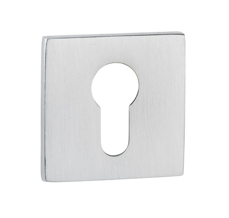 Quality image of Tupai Rapido 5S Line Euro Escutcheons on 5mm Slimline Square Rose - Satin Chrome | Sku. tesces5ssc | available from Trade Door Handles.