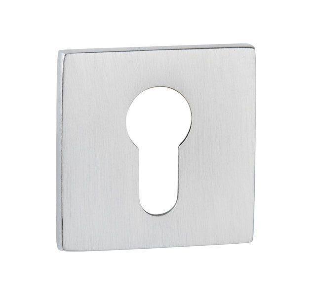 Quality image of Tupai Rapido 5S Line Euro Escutcheons on 5mm Slimline Square Rose - Satin Chrome | Sku. tesces5ssc | available from Trade Door Handles.