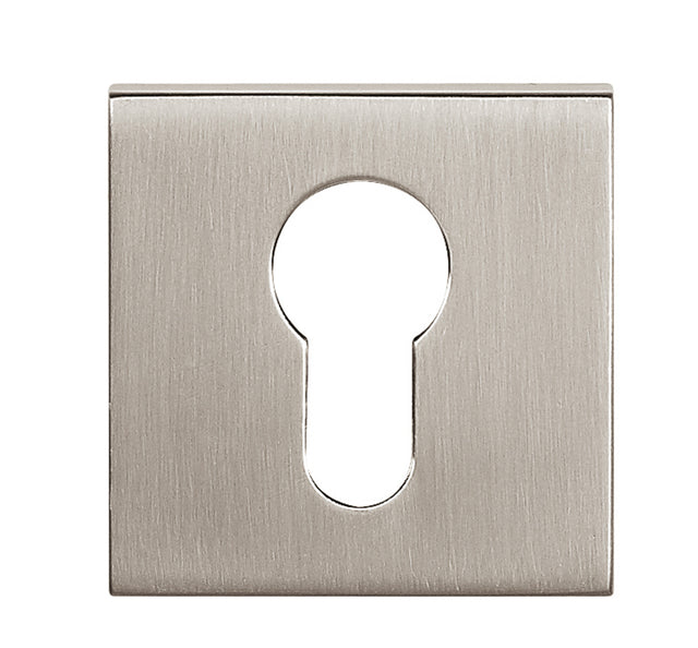 Quality image of Tupai Rapido Curva/QuadraLine Euro Escutcheons on Square Rose - Pearl Nickel | Sku. tescespl | available from Trade Door Handles.
