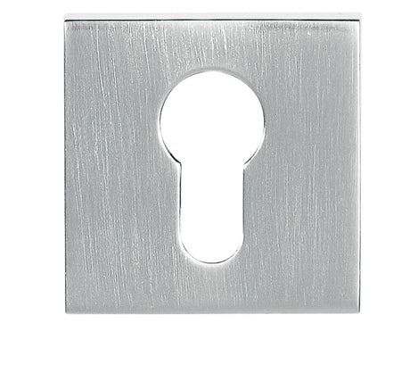 Quality image of Tupai Rapido Curva/QuadraLine Euro Escutcheons on Square Rose - Satin Chrome | Sku. tescessc | available from Trade Door Handles.