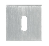 Quality image of Tupai Rapido Curva/QuadraLine Key Escutcheons on Square Rose - Satin Chrome | Sku. tesckssc | available from Trade Door Handles.
