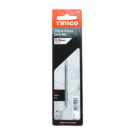 This is an image of Timco - TCT Arrow Head Tile & Glass Bit 5.0mm (1 Each Blister Pack) TG5