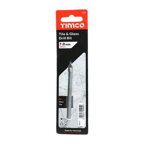 This is an image of Timco - TCT Arrow Head Tile & Glass Bit 7.0mm (1 Each Blister Pack) TG7