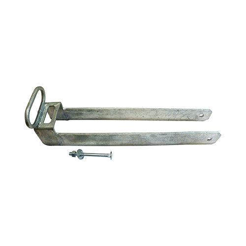 This is an image of Timco - Throw-Over Gate Loop With Lifting Handle - Hot Dipped Galvanised 450mm (1 Each Plain Bag) TGLH450G