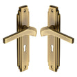 High quality image of the Heritage Brass Door Handle Lever Lock Tiffany Design Antique Finish | Sku. tif5200-at | Discounted prices available from Trade Door Handles