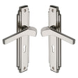 High quality image of the Heritage Brass Door Handle Lever Lock Tiffany Design Polished Nickel Finish | Sku. tif5200-pnf | Discounted prices available from Trade Door Handles