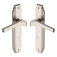 High quality image of the Heritage Brass Door Handle Lever Lock Tiffany Design Satin Nickel Finish | Sku. tif5200-sn | Discounted prices available from Trade Door Handles