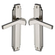 High quality image of the Heritage Brass Door Handle Lever Latch Tiffany Design Polished Nickel Finish | Sku. tif5210-pnf | Discounted prices available from Trade Door Handles