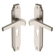 High quality image of the Heritage Brass Door Handle Euro Profile Plate Tiffany Design Satin Nickel Finish
 | Sku. tif5248-sn | Discounted prices available from Trade Door Handles