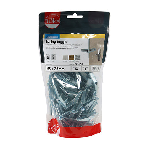 This is an image of Timco - Spring Toggles - Zinc M5 x 75mm - (50 PCS TIMbag) TOG575B