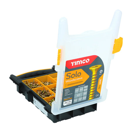 This is an image of Timco - Solo Chipboard & Woodscrews - Mixed Tray - PZ - Double Countersunk - Yellow - (1200 PCS Tray) TRAY1200